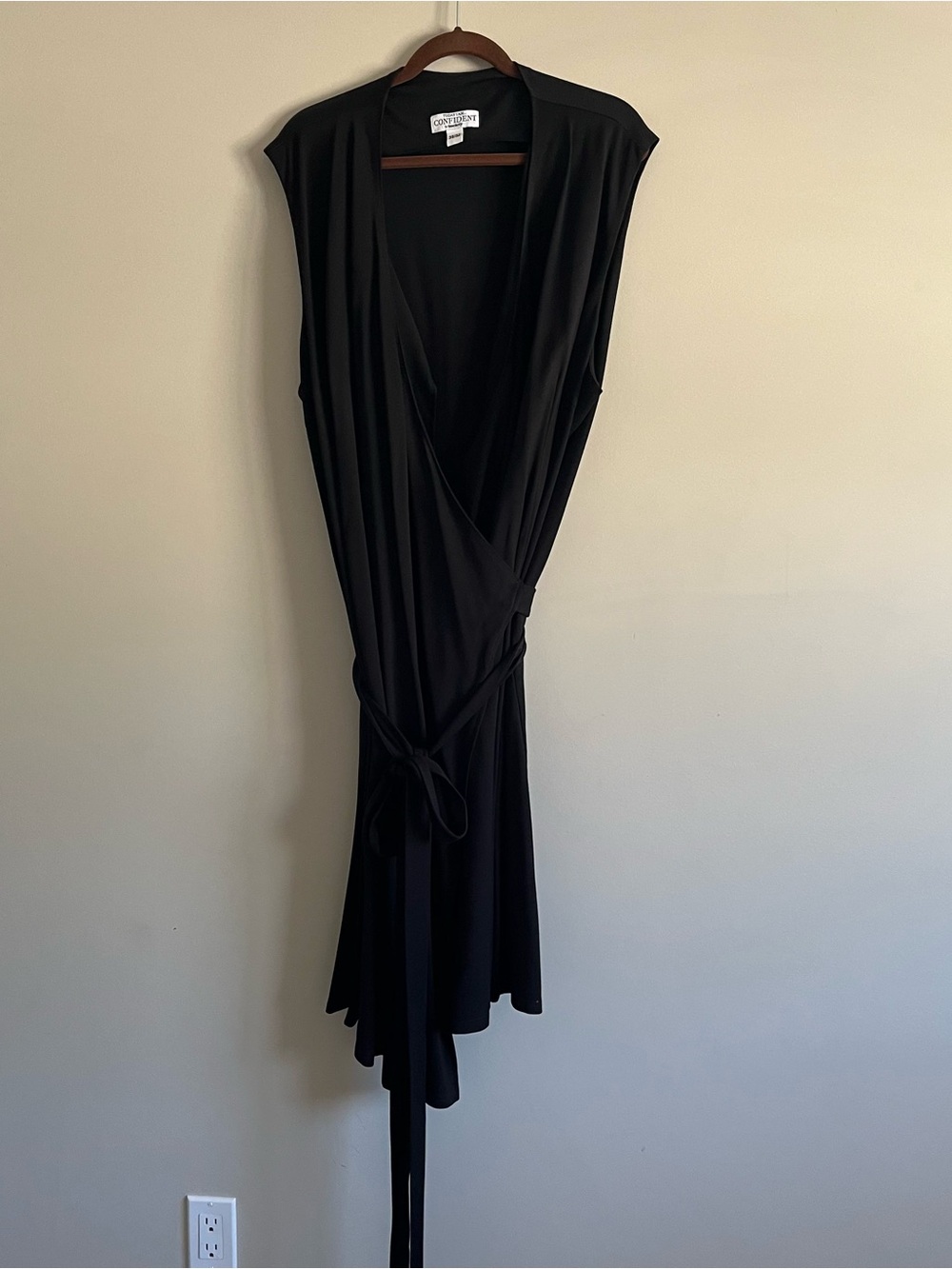 Heavy knit Black Wrap Dress with Side Tie. Society+ brand size 30w